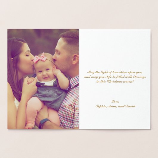 Carte Dorée Véritable or Joyeux voeux de Noël Photo personnali (Intérieur)