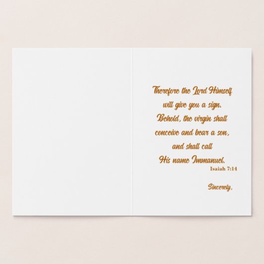 Carte Dorée Verset Bible Arbre de Noël (Intérieur)