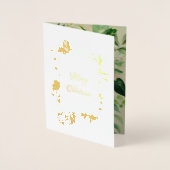 Carte Dorée Vert de Noël tropical avec Feuilles de palmier d'o (Devant)