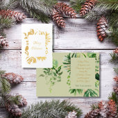 Carte Dorée Vert de Noël tropical avec Feuilles de palmier d'o