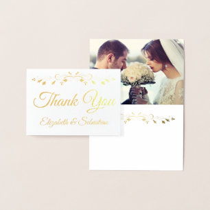 Carte Dorée Vintage or Mariage photo de la frontière Merci