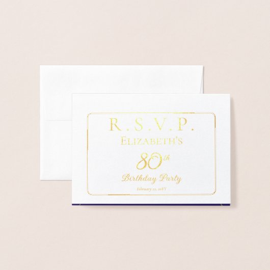 Carte Dorée Violets violets violets élégants Floral 80e annive (Devant avec enveloppe)