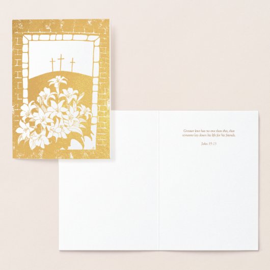 Carte Dorée Vœu de Pâques "Amour plus grand" Jean 15:13 (Affichage)