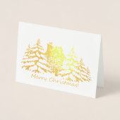 Carte Dorée Vœux de Noël joyeux (Devant)