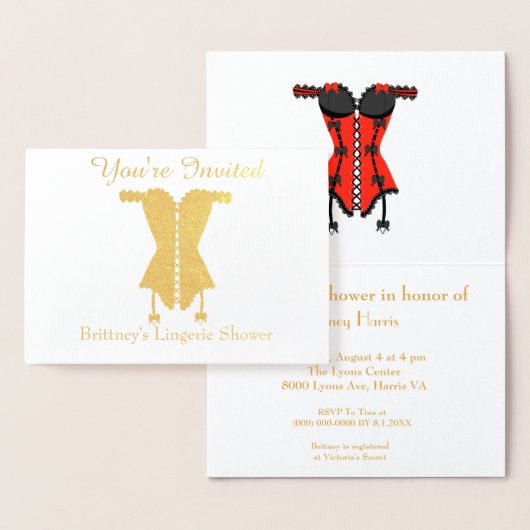 Carte Dorée Vous êtes Invitée Fête de lingerie de mariage (Affichage)