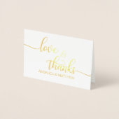 Carte Dorée VRAI Gold Foil AMOUR & MERCI Mariage | avec photo (Devant)