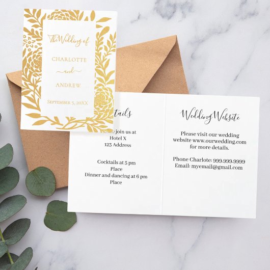 Carte Dorée Wedding gold botanical website details luxury
