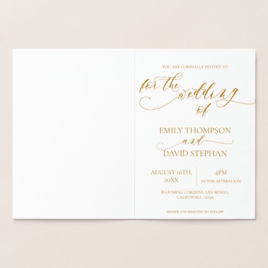 Carte Dorée Whimsical Elegant Script Monogram Mariage (Intérieur)