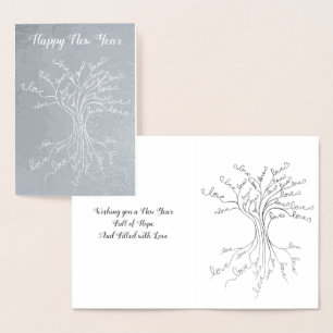 Carte Dorée Wholesome Happy Nouvel An Amour Arbre de vie Artsy