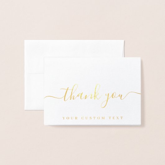 Carte Dorée Your Custom Text Name Handwritten Script Thank You (Devant avec enveloppe)