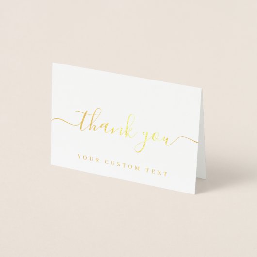Carte Dorée Your Custom Text Name Handwritten Script Thank You (Devant)