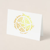 Carte Dorée Yule Pentacle Merry Yule Bénédictions (Devant)