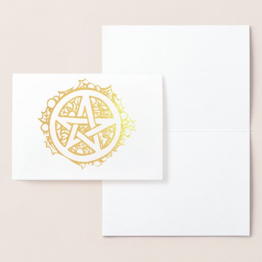 Carte Dorée Yule Pentacle Merry Yule Bénédictions (Affichage)