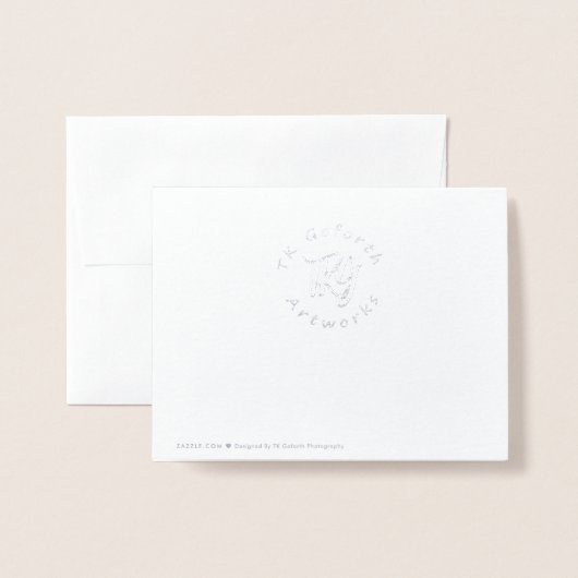 Carte Dorée Zebra Blank Toute Occasion Faune Argent (Derrière avec enveloppe)