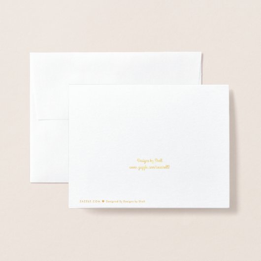 Carte Dorée Zebra Stripes Merci (Derrière avec enveloppe)