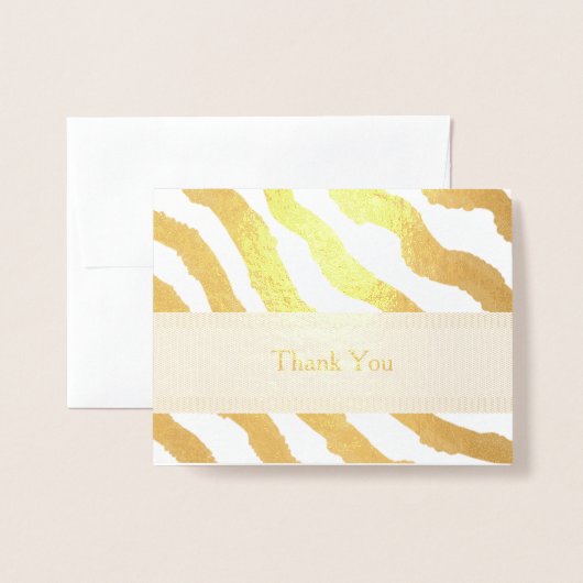 Carte Dorée Zebra Stripes Merci (Devant avec enveloppe)