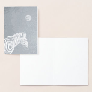 Carte Dorée Zèbre à huile d'argent avec lune