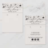 Carte d'oreille botanique moderne Blush & Black (Devant / Derrière)