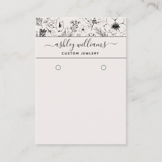 Carte d'oreille botanique moderne Blush & Black (Devant)