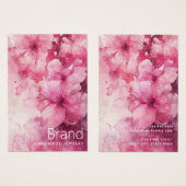 Carte d'oreille de fleurs d'aquarelle rose (Devant & derrière)