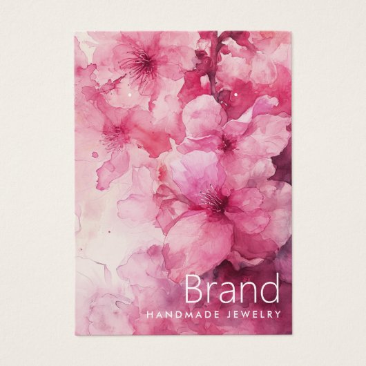 Carte d'oreille de fleurs d'aquarelle rose (Devant)