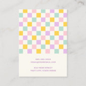 Carte d'oreille en damier rose jaune violet bleu (Dos)