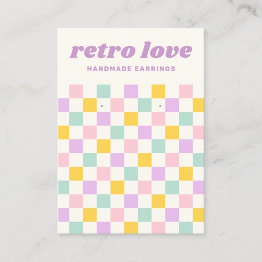 Carte d'oreille en damier rose jaune violet bleu (Devant)