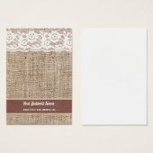 Carte d'oreille personnalisée Burlap Lace (Devant & derrière)