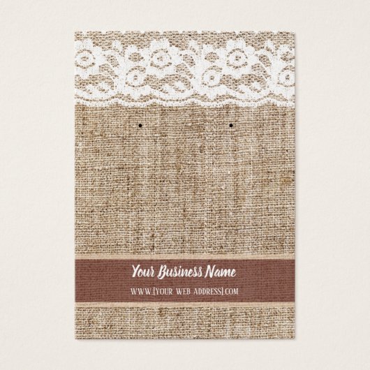 Carte d'oreille personnalisée Burlap Lace (Devant)