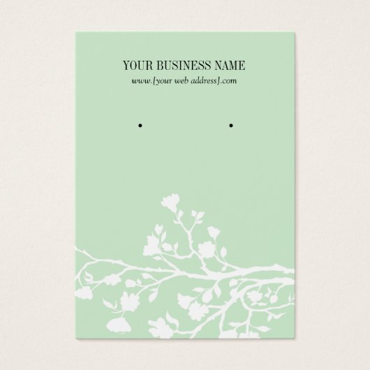 Carte d'oreille personnalisée Fleurs blanches vert (Devant)