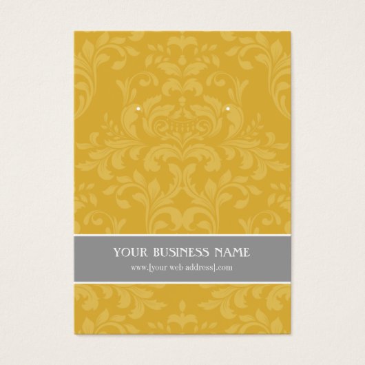 Carte d'oreille personnalisée Gold Grey Damask (Devant)