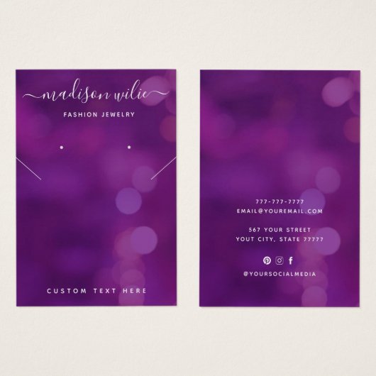 Carte d'oreille pour collier de bijoux moderne Chi (Devant & derrière)