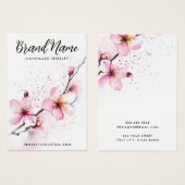 Carte d'oreille pour fleurs d'aquarelle rose (Devant & derrière)