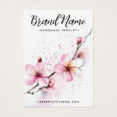 Carte d'oreille pour fleurs d'aquarelle rose (Devant)