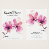 Carte d'oreille pour fleurs d'aquarelle rose (Devant & derrière)