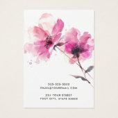 Carte d'oreille pour fleurs d'aquarelle rose (Dos)