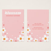 Carte d'oreille rose rétro de la fleur de fraise (Devant & derrière)