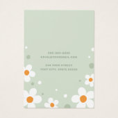 Carte d'oreille verte pâle rétro fleur fraise (Dos)
