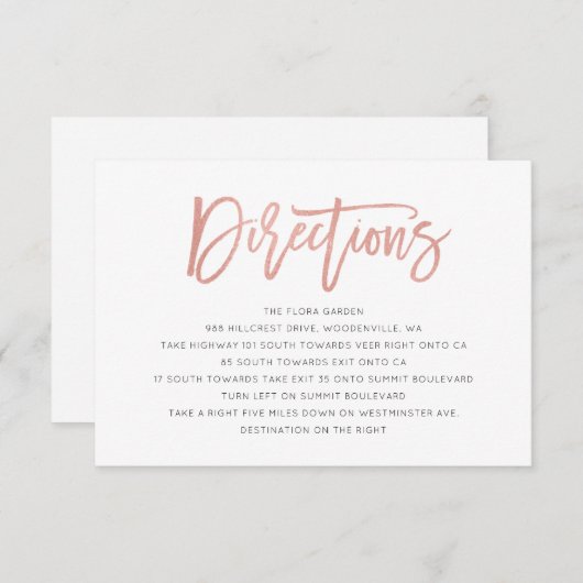 Carte d'orientation moderne Rose or Mariage Fairyt (Devant / Derrière)