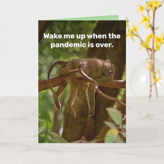 Carte Dormir Le Singe - Réveillez-Moi Quand La Pandémie (Fleur jaune)