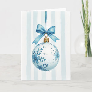 Carte d'ornement de Noël à motif floral bleu
