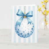 Carte d'ornement de Noël Bébé Bleu (Fleur jaune)