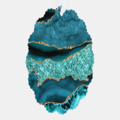 Carte d'ornement de Noël bleu turquoise or Turquoi (Droite)