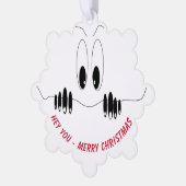 Carte d'ornement de Noël drôle avec yeux de curios (Gauche)