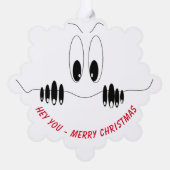 Carte d'ornement de Noël drôle avec yeux de curios (Verso)