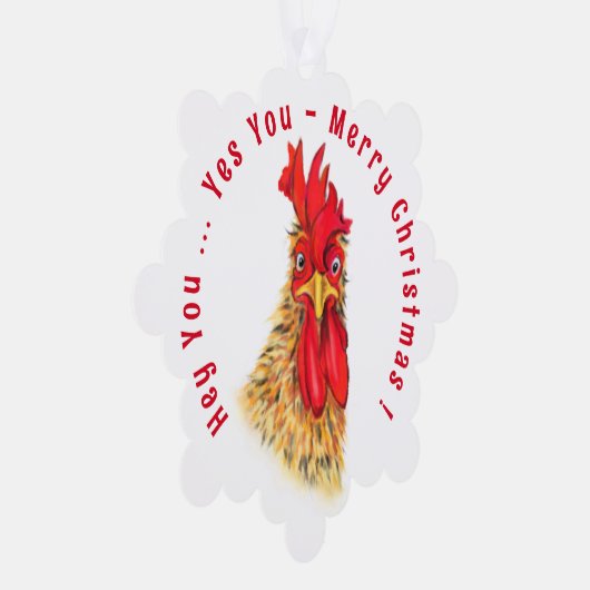 Carte d'ornement de Noël du coq drôle (Droite)