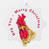 Carte d'ornement de Noël du coq drôle (Verso)