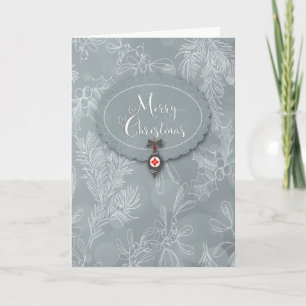 Carte d'ornement de Noël Holly et Berries