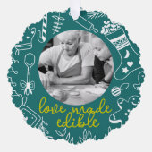 Carte d'ornement de Noël photo verte de vacances (Recto)