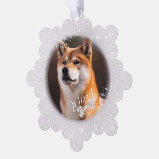 Carte d'ornement en argent de Noël pour animaux do (Gauche)